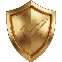 Goldenes Schild mit H&auml;kchen als Symbol f&uuml;r die Lizenz von Millioner Casino