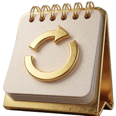 Goldener Kalender mit Reload-Pfeil als Symbol f&uuml;r w&ouml;chentliche Reload-Boni