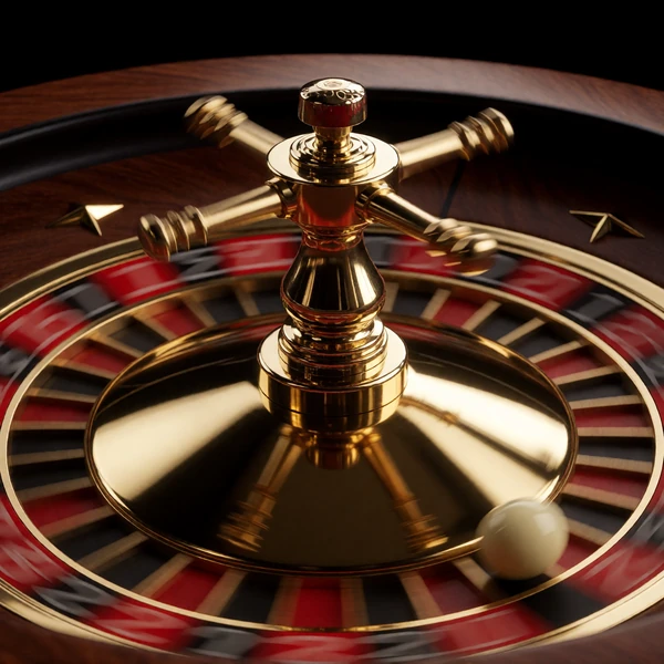 Luxuri&ouml;ser Roulettekessel im goldenen Spotlicht mit rotierender Kugel im Millioner Live Casino