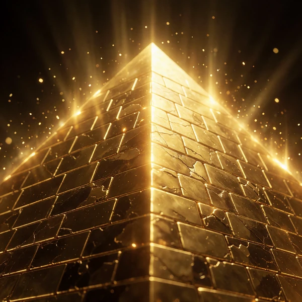 Jackpot-Slot Golden Pyramid mit leuchtender goldener Pyramide und Lichtstrahlen